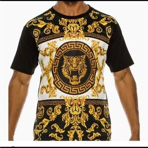 Victorious Black Gold Rhinestone Tiger Tee size XXL